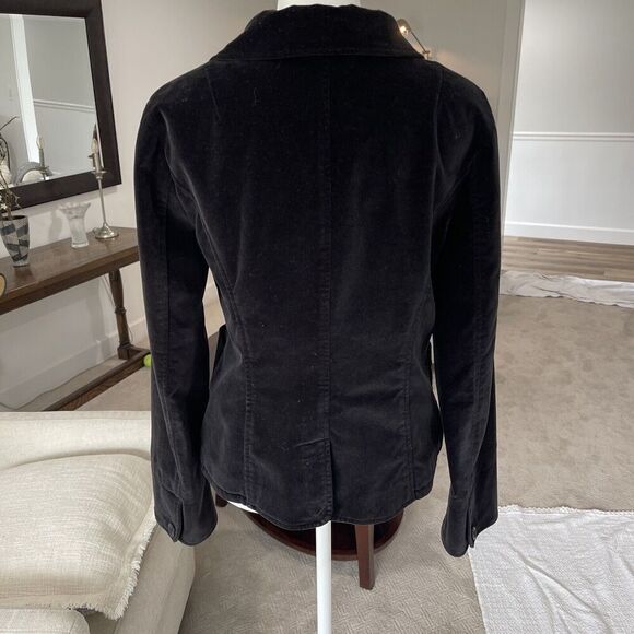 Garnet Hill Velvet Blazer Black Size 8 Stretch Holiday Event 3 Button Pockets - Picture 3 of 15